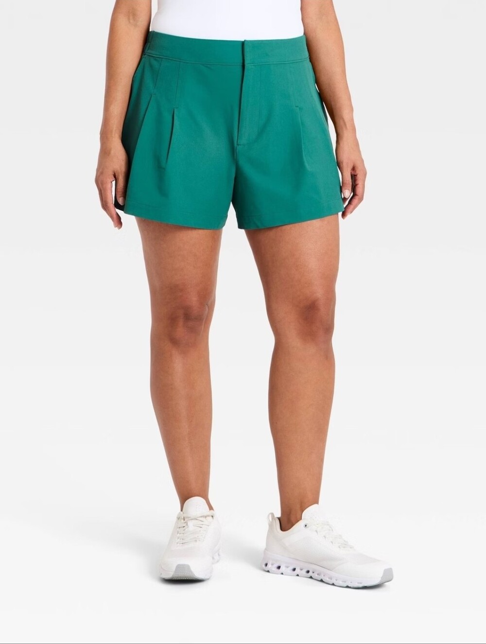 All In Motion™ Women's Woven High-Rise Pleated Golf Shorts in Forest Green